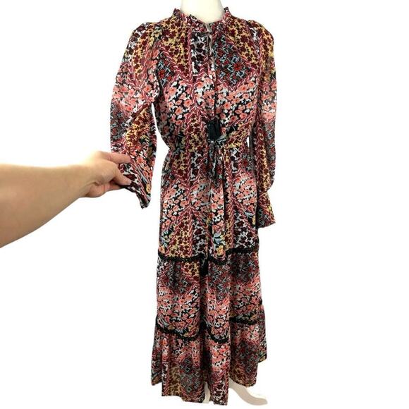NWT Allison NY Gigi Maxi Dress Floral Patchwork Long Sleeve Bohemian Size Small - Picture 6 of 16